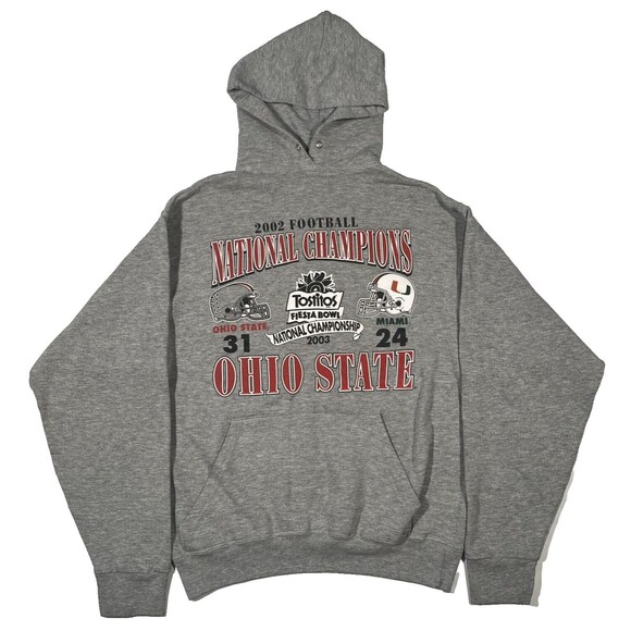 Vintage Ohio State Buckeyes Miami Hurricanes Fiesta Bowl 2002 Hoodie Made in USA - Picture 1 of 4